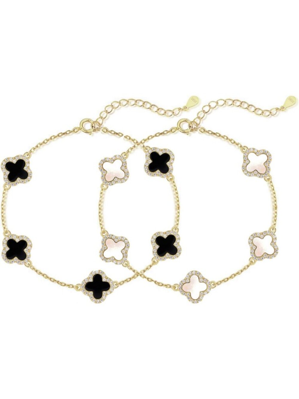 Dainty 925 Sterling Silver Four Leaf Clover Bracelet - Lucky Jewelry Gift for
